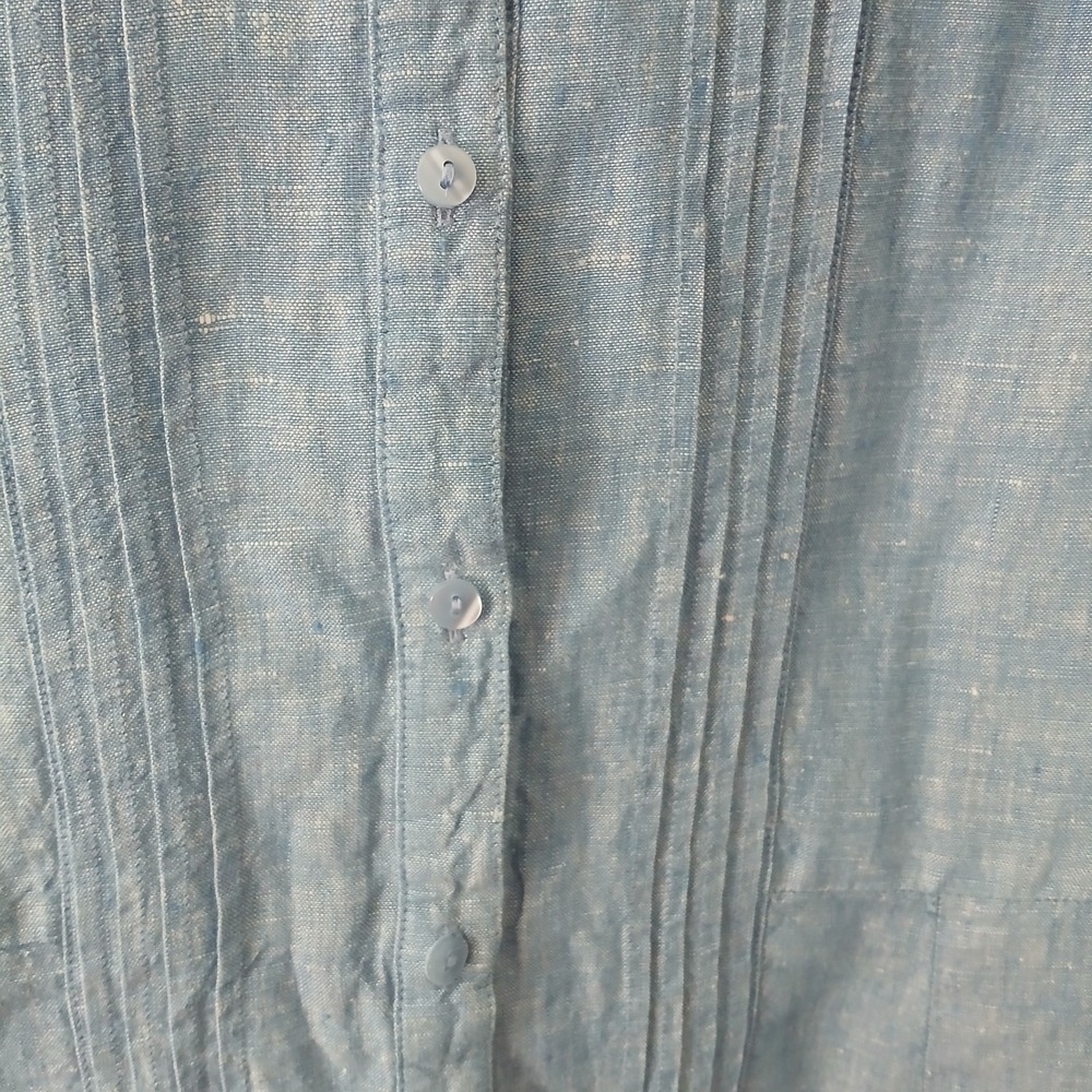 L.L. Bean Women's Size 8 Denim Button Front Knee Length Shirt Dress 100% Linen - Picture 7 of 16